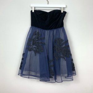 Anthropologie Velvet and Embroidered Mini Dress